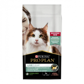 Purina pro plan croquettes liveclear sterilised adult 1+ riche en saumon 1.4kg