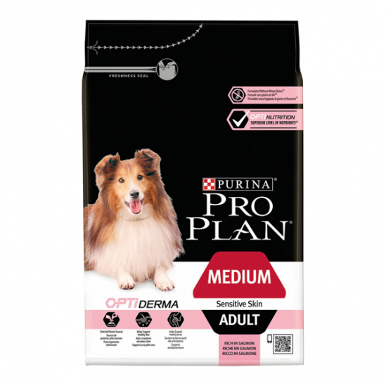 Purina pro plan medium adult sensitive skin optiderma saumon 14kg