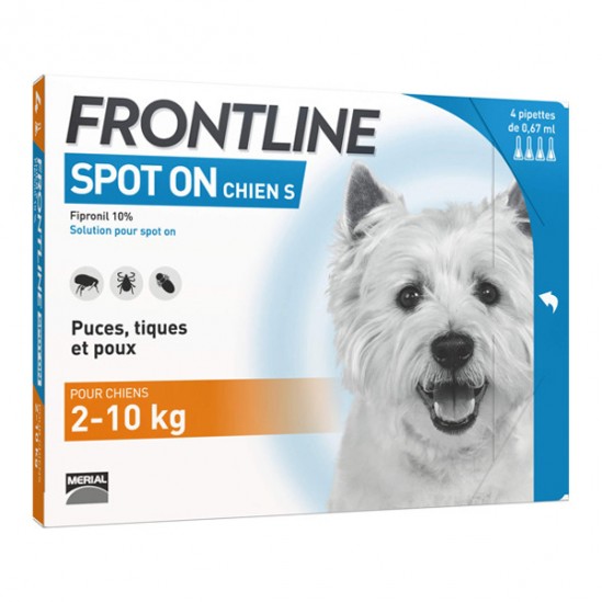 Frontline spot on chiens 2 à 10 kg 4 pipettes