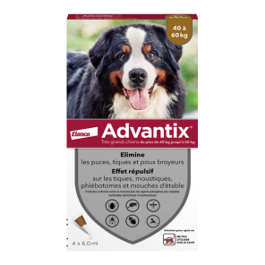 Advantix très grands chiens 40kg à 60kg 4 pipettes