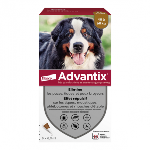 Advantix très grands chiens 40kg à 60kg 4 pipettes