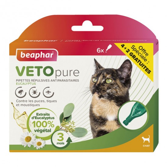 Beaphar Vetopure 3 pipettes répulsives antiparasitaires chat