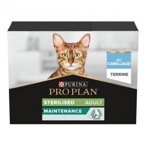 Purina Pro Plan terrine au cabillaud pour chat stérilisé 10 sachets x 75gr