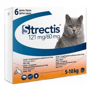 Ceva Strectis 121mg/60mg insecticide pour chat 5 à 10kg - 6 pipettes