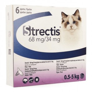 Ceva Strectis 68mg/34mg insecticide pour chat 0,5 à 5kg - 6 pipettes