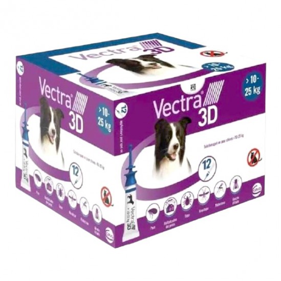 Ceva Vectra 3D pour chien 1,5 à 4kg 12 pipettes