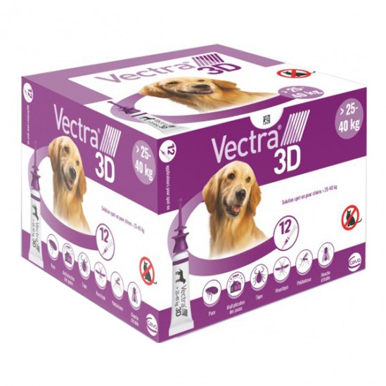 Ceva Vectra 3D pour chien 1,5 à 4kg 12 pipettes