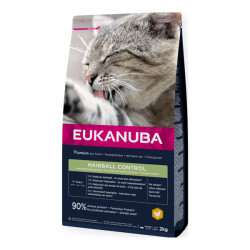 Eukanuba controle boules de poils chat adulte croquettes poulet 2kg