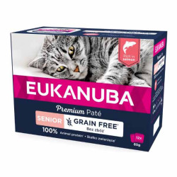 Eukanuba sans céréales au saumon pour chat senior 12 x 85gr