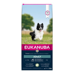 Eukanuba chien adulte petite et moyenne race croquettes agneau et riz 12kg