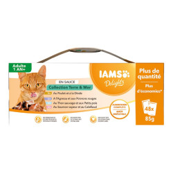 Iams Delights chat adulte bouchées terre et mer 48 x 85gr