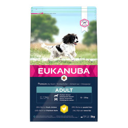 Eukanuba chien adulte actifs race moyenne croquettes poulet 3kg