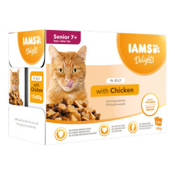 Iams Delights chat sénior gelées poulet 12x85gr