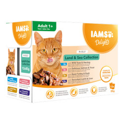 Iams Delights chat adulte gelées terre et mer 12 x 85gr