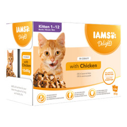 Iams Delights chaton bouchées poulet 12 x 85gr