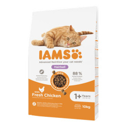 Iams Vitality chat adulte et sénior croquettes anti-boules de poils poulet 10kg