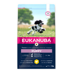 Eukanuba chiot moyenne race croquettes poulet frais 3kg