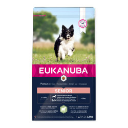 Eukanuba chien sénior petites et moyenne race croquettes agneau et riz 2,5kg