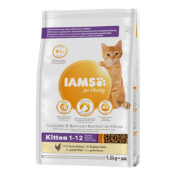 Iams Vitality chaton croquettes poulet 1,5kg