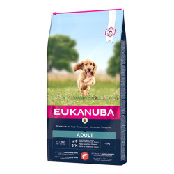 Eukanuba chien adulte petite et moyenne race croquettes saumon et orge 12kg