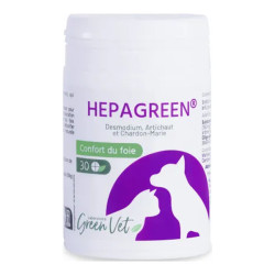 Greenvet Hepagreen confort du foie chat et chien 30 comprimés