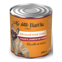 Agecom My Little Festin chien effiloché poulet et jambon de poulet 250gr