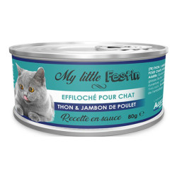 Agecom My Little Festin chat adulte effiloché thon et jambon de poulet 80gr