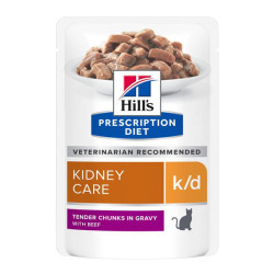 Hill's Prescription Diet K/D santé rénale chat adulte 12 sachets repas bœuf de 85gr