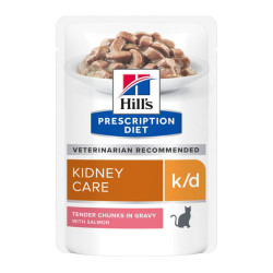 Hill's Prescription Diet K/D santé rénale chat adulte 12 sachets repas saumon de 85gr