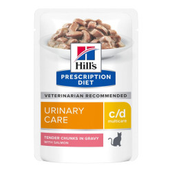 Hill's Prescription Diet C/D Multicare santé urinaire chat adulte 12 sachets repas saumon de 85gr