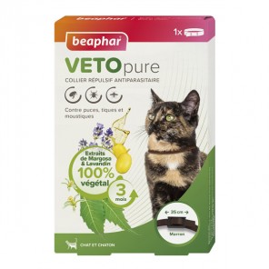 Beaphar Vetopure collier répulsif antiparasitaire chat et chaton - marron