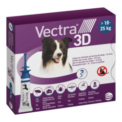 Ceva Vectra 3D solution spot-on pour chiens de 10 à 25kg 3 pipettes