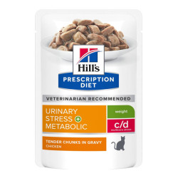 Hill's Prescription Diet C/D stress urinaire + métabolique chat adulte sachet repas poulet 12 x 85gr