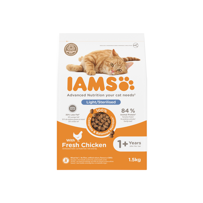 Iams Advenced Nutrition chat adulte stérilisé Croquettes poulet 1.5kg