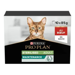 Purina Pro Plan Maintenance chat adulte stérilisé sachets repas boeuf sauce 10 x 85gr