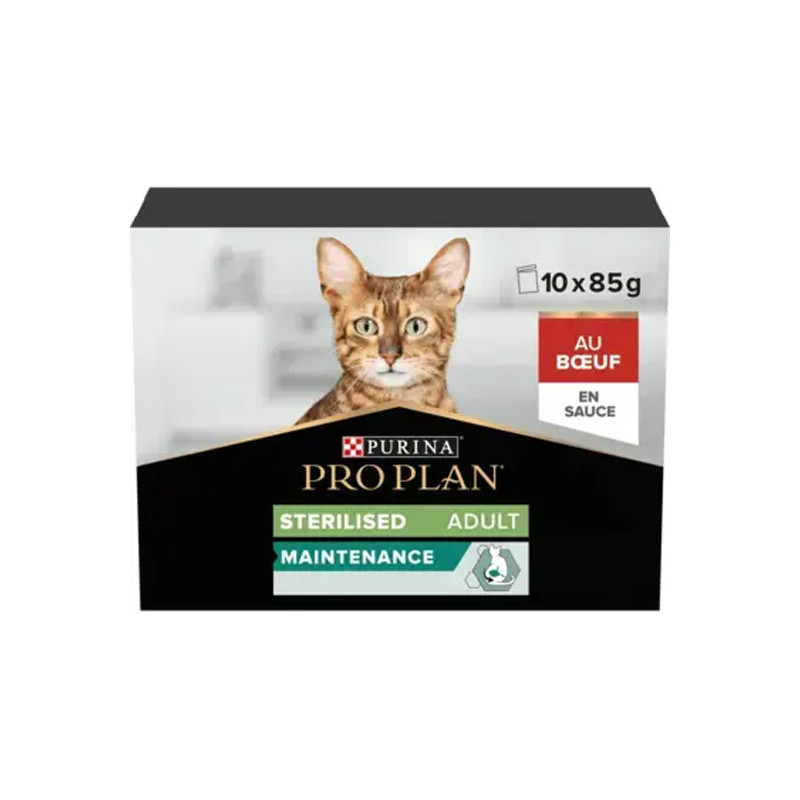 Purina Pro Plan Maintenance chat adulte stérilisé sachets repas boeuf sauce 10 x 85gr